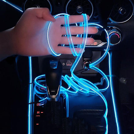 Car LED Interior Strip Light 3m USB Neon Wire Lamps Glowing Ambient Lighting Car Decorations Interior Red.