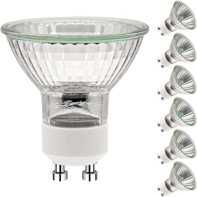GU10 50W Incandescent Bulbs, GU10 Halogen Bulbs, AC 220V 50W Spot Light, GU10 Halogen 2-Pin Halogen Bulbs 35° Beam Angle 2700K, 6-pack.