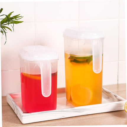 Cooling Water Jug, 1.5L and 2L plastic jug with filter lid, leak-proof for juice or iced tea.