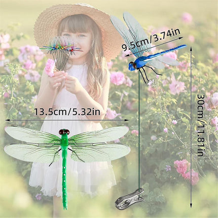 2024 12pcs Artificial Dragonfly Clips for Outdoor Use 3D Dragonfly Decor Gardening, 3D Dragonfly Garden.