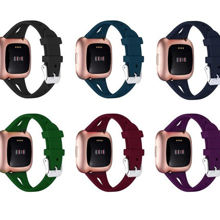 Thin Watch Bands, Compatible with Fitbit Versa 2 Band/Fitbit Versa/Fitbit Versa Lite/SE, Silicone Replacement Strap for Smartwatch Black S.