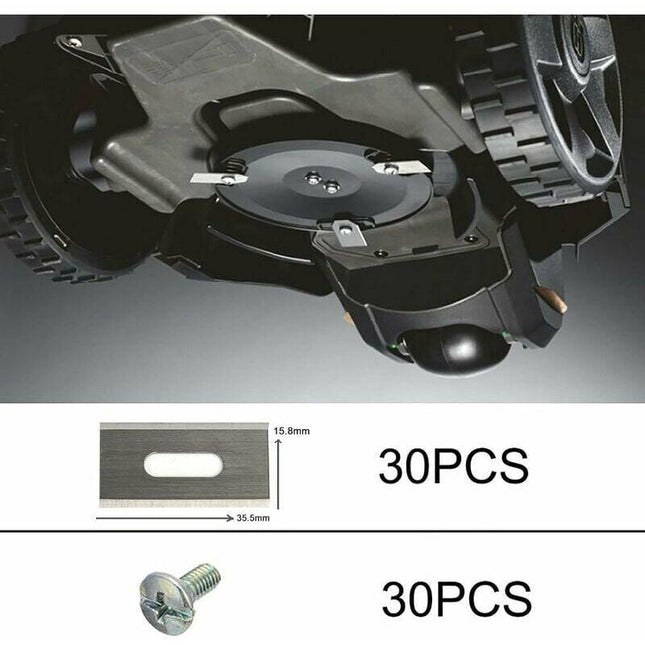 Pack of 30 lawn mower blades for Husqvarna with double ground stainless steel blades 36.518.50.65mm..DEBUNS.