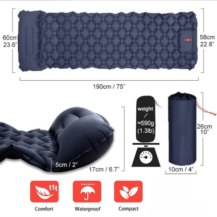 Self-Inflating Camping Mattress: Thick Lightweight Single Camping Mattress Inflatable and Attachable Double Camping Mat and Compact Inflatable Olive Green.