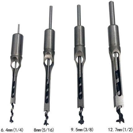 Wood Drill Bit Set for Square Holes, Compatible with Mortise and Tenon Joints, Deep Square Holes Cutting Tools for Woodworking.