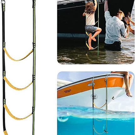 4-step rope ladder for boat, boat rope ladder extension, foldable auxiliary ladder for boat, swim ladder for sailboat, kayak - Perfet.