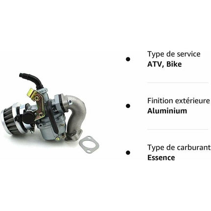 PZ19 Carburetor Kit - for quad, ATV and dirt bike Taotao Sunl - 50cc, 70cc, 90cc, 110cc - 19 mm pocket bike carburetor.