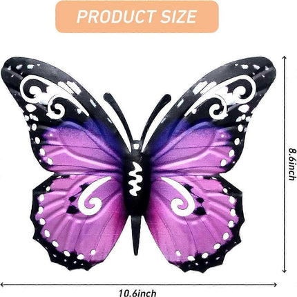 10.6"" Metal Butterfly Wall Decor, Butterflies Indoor Outdoor Hanging Wall Art for Patio Garden Yard Fence Home Living Room.
