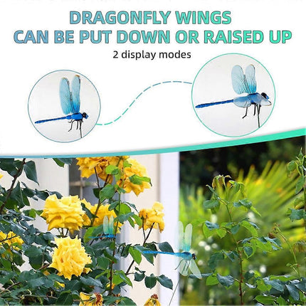 12pcs Artificial Dragonfly Clips for Outdoor Use 3D Dragonfly Decor Gardening, 3D Dragonfly Garden Decorative Clips [DB] As Shown.