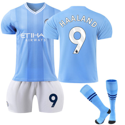 Football Shirt Kids Haaland Football Shirt Home Match Kids Boys Jersey Tracksuit Jersey+Shorts+Socks 24