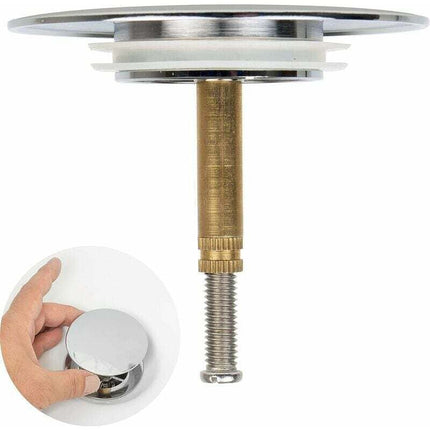 Universal Bathtub Stopper Ø70mm, Adjustable Height, Double Seal, Chrome Brass, Stainless, Compatible with Most Sinks & Bathtubs.