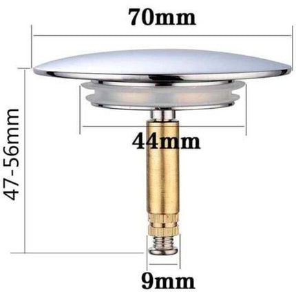 Universal Bathtub Stopper Ø70mm, Adjustable Height, Double Seal, Chrome Brass, Stainless, Compatible with Most Sinks & Bathtubs.