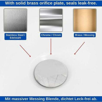 Universal Bathtub Stopper Ø70mm, Adjustable Height, Double Seal, Chrome Brass, Stainless, Compatible with Most Sinks & Bathtubs.
