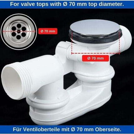 Universal Bathtub Stopper Ø70mm, Adjustable Height, Double Seal, Chrome Brass, Stainless, Compatible with Most Sinks & Bathtubs.