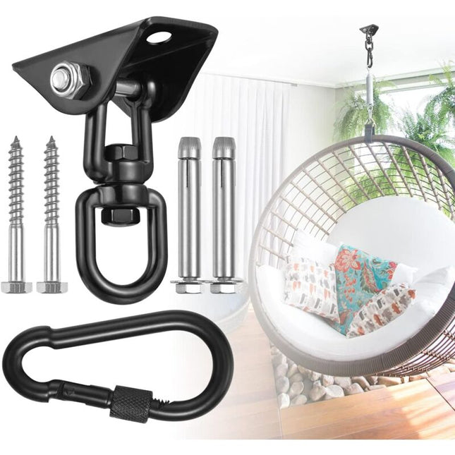 360° Swivel Hanging Chair Ceiling Mount, Swing, Suspension, Hook with Screws for Concrete, Wood, Playground, Porch, Trapeze Seat, Yoga.