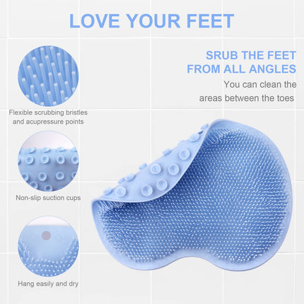 Foot Scrubber for Shower, Foot Cleaning Massage Mat with Non-Slip Suction Cups, Shower and Bathroom Foot Scrubber Mat (Blue) Blue.