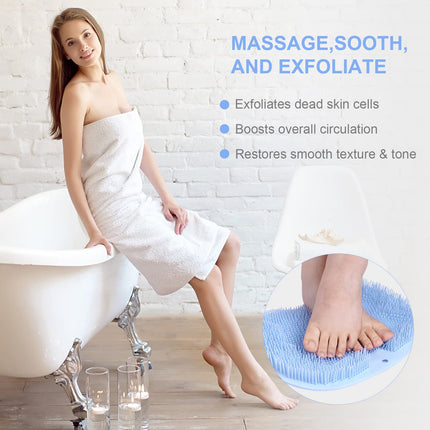 Foot Scrubber for Shower, Foot Cleaning Massage Mat with Non-Slip Suction Cups, Shower and Bathroom Foot Scrubber Mat (Blue) Blue.