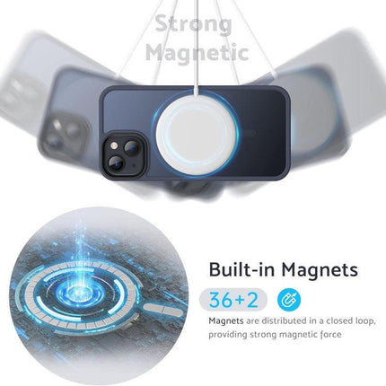 Compatible with iPhone 13 - MagSafe Case Shockproof Silicone Matte Blue.