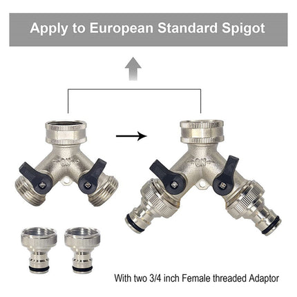 2-way Brass Hose Splitter with Quick Connect for 3/4"".