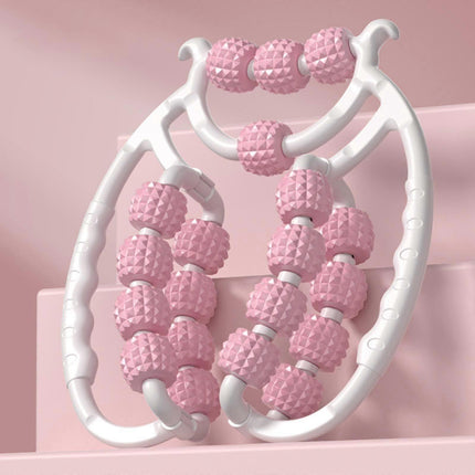 Massage Roller Relax Roller 20 Wheels Tubular Device Arm Leg Massage Circular Leg Clamps for Golfers Elbow Neck Leg Ankle Pink.