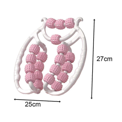 Massage Roller Relax Roller 20 Wheels Tubular Device Arm Leg Massage Circular Leg Clamps for Golfers Elbow Neck Leg Ankle Pink.