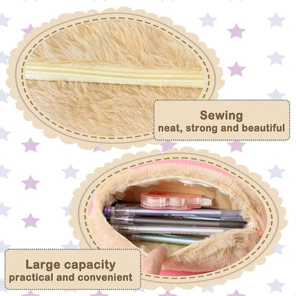 Plush Pencil Case, Fuzzy Pencil Bag Fluffy Makeup Bag Cute Pencil Case For Students Paper Protector For School Office (camel).
