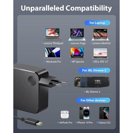65W USB C Laptop Charger (1.8m) for Lenovo Thinkpad ASUS Zenbook.