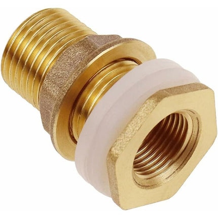 St Water Feed-through 4.2cm 1/2"" Brass Water Connection for Faucet / Barrel / Rainwater Tanks.