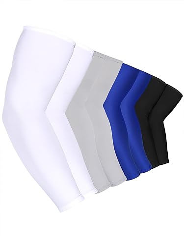 8-Pack Unisex UV Protective Arm Warmers for Cooling White Black Gray Blue, Ice Silk.