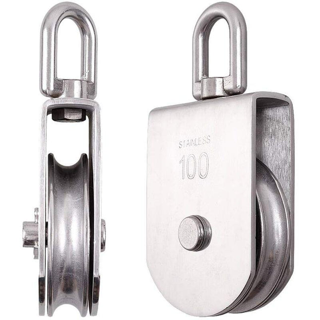 M100 Lifting Single Wheel Block Roller Load Capacity 1000kg, Heavy Duty 304 Stainless Steel Single Wheel Swivel Lifting Rope Wheel Block.