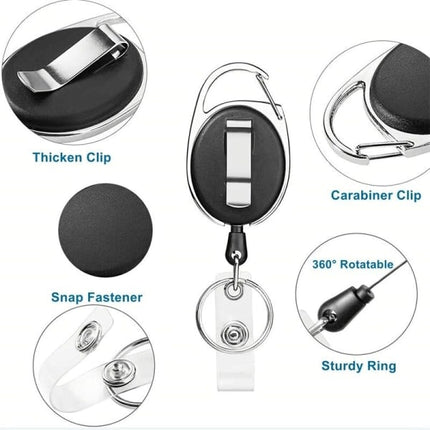 Keychain Retractable 3 ID Cards Yo-Yo, Retractable ID Card Holder Keychain Key Ring Key Tag Retractable for Keys, Card Holder ID Card Holder.