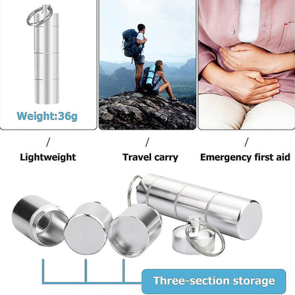 Pieces Aluminum Pill Box Portable Pill Organizer 3 Compartments Metal Pill Case Pocket Gift.