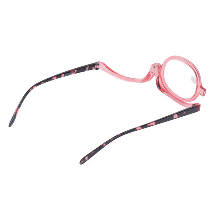 Makeup Glasses Lightweight Foldable Rotating Single Lens Women Magnifying Cosmetic Glasses, Pink, +3.00.