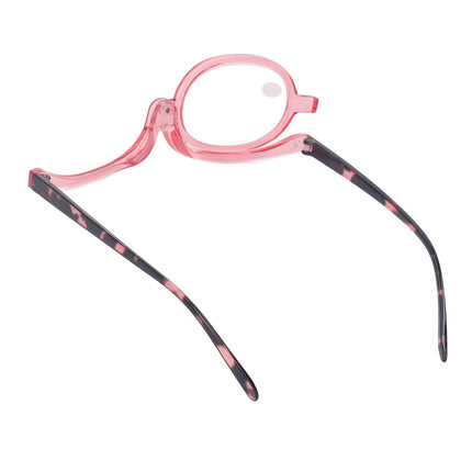 Makeup Glasses Lightweight Foldable Rotating Single Lens Women Magnifying Cosmetic Glasses, Pink, +3.00.