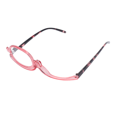 Makeup Glasses Lightweight Foldable Rotating Single Lens Women Magnifying Cosmetic Glasses, Pink, +3.00.