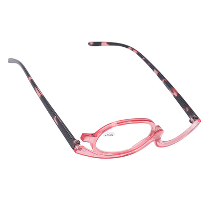 Makeup Glasses Lightweight Foldable Rotating Single Lens Women Magnifying Cosmetic Glasses, Pink, +3.00.