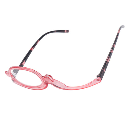 Makeup Glasses Lightweight Foldable Rotating Single Lens Women Magnifying Cosmetic Glasses, Pink, +3.00.
