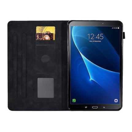 compatible with Samsung Galaxy Tab A 10.1 (2016) T580 / T585 Shockproof Case Pu Leather Butterfly Floral Pattern Printed Case Black.