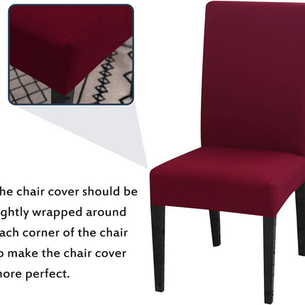 Chair Covers Set of 4 or 6, Stretch Removable Washable Chair Covers Decoration Slipcovers Seat Covers for Hotel Wine Red-tfrf wine Red 4pcs.