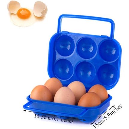 Portable Plastic Egg Carton 6 Compartments Foldable Egg Storage Box Large Capacity Egg Box Egg Holder Organizer for Refrigerator and Crisper.