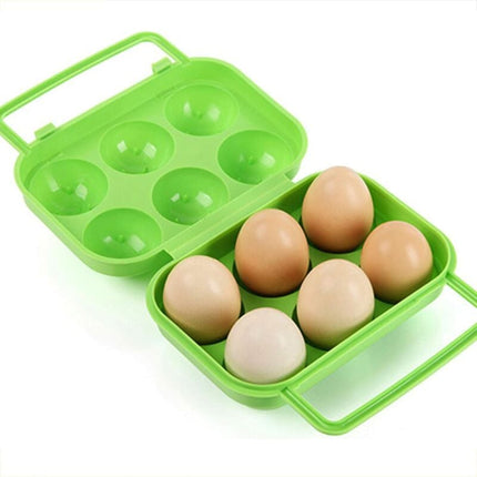 Portable Plastic Egg Carton 6 Compartments Foldable Egg Storage Box Large Capacity Egg Box Egg Holder Organizer for Refrigerator and Crisper.