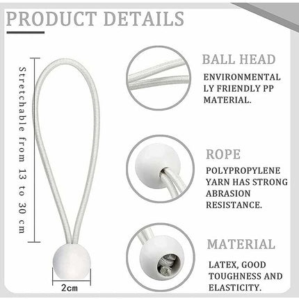 50 elastic rubber straps with balls for marquees, tents, banners, tarpaulins.