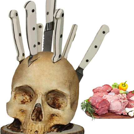 Skull Knife Holder, Horror Head Shaped Knife Holder, Knife Storage for Kitchen Countertop, Kitchen Skeleton Storage Knife Holder, Gothic Kitchen.