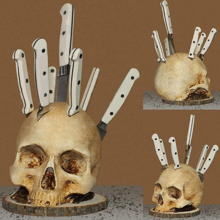 Skull Knife Holder, Horror Head Shaped Knife Holder, Knife Storage for Kitchen Countertop, Kitchen Skeleton Storage Knife Holder, Gothic Kitchen.