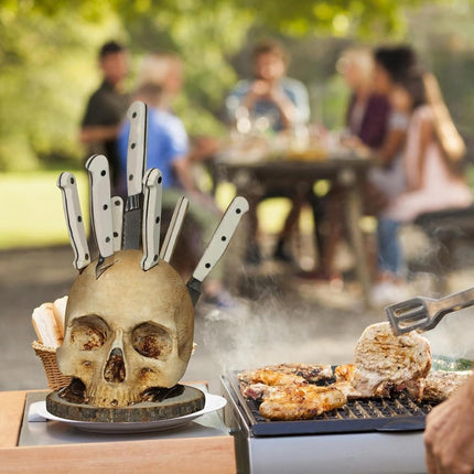 Skull Knife Holder, Horror Head Shaped Knife Holder, Knife Storage for Kitchen Countertop, Kitchen Skeleton Storage Knife Holder, Gothic Kitchen.
