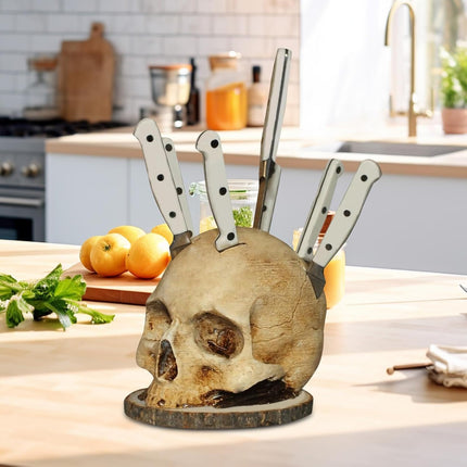 Skull Knife Holder, Horror Head Shaped Knife Holder, Knife Storage for Kitchen Countertop, Kitchen Skeleton Storage Knife Holder, Gothic Kitchen.