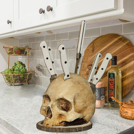 Skull Knife Holder, Horror Head Shaped Knife Holder, Knife Storage for Kitchen Countertop, Kitchen Skeleton Storage Knife Holder, Gothic Kitchen.