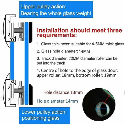 Shower Door Roller, 4pcs Double Shower Door Rollers Sliding Door Wheel Replacement for Shower Enclosure for 14mm Glass Hole.