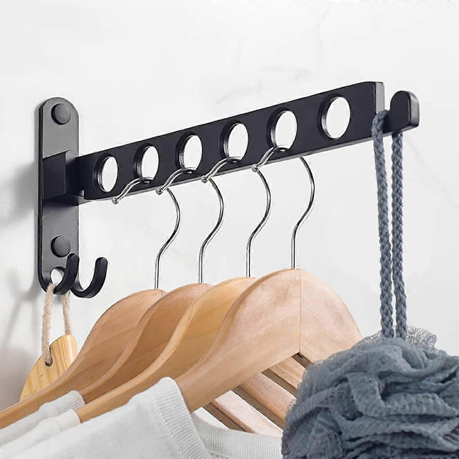 Foldable Clothes Hook, Wall Mounted Clothes Rack, Wall Hook, Foldable Hook for Balcony, Bathroom, Laundry Room (Black, 1-pack)—yux.