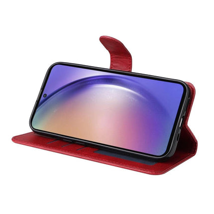 SKALO Samsung A55 5G PU Leather Wallet Case - Multiple Colors Red.