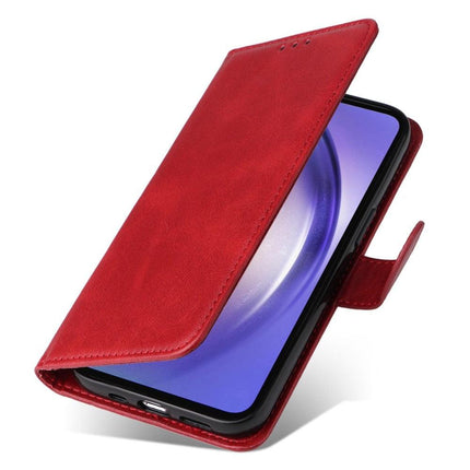 SKALO Samsung A55 5G PU Leather Wallet Case - Multiple Colors Red.